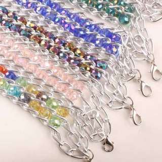   Wholesale Mixed Colors Glass Crystal Beads Stretch Bracelet 7 8.5L