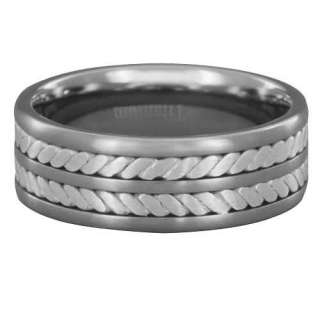 Titanium Silver Inlaid Band Mens Wedding Ring 6 or 8mm  