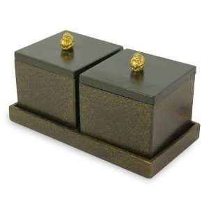 Wood boxes, Black Hanuman (pair) 
