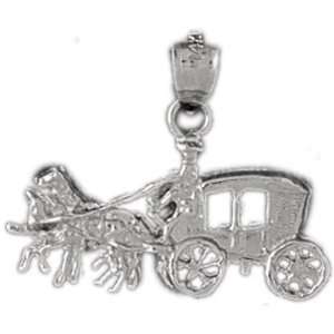  Clevereves 14K White Gold Pendant Horse and Wagon 2.2 