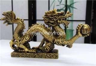   NEW LARGE Brass Chinese Oriental Feng Shui Water Dragon Year Statue #K
