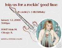 Set of 2 Hannah Montana Guitar Birthday Invitations  