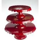 Home Essentials Red Tin Scalloped Set of 3 Cake Stands