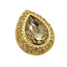 Crazy2Shop Gold Plated Fashion Stretch Ring with Smoke Topaz Faceted 