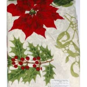  Poinsettia Holly Tablecloth Fabric Table Cloth 52x70: Home 