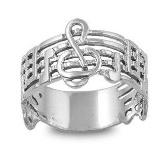  STERLING SILVER MUSIC NOTE G CLEF RING SIZE 4 Jewelry