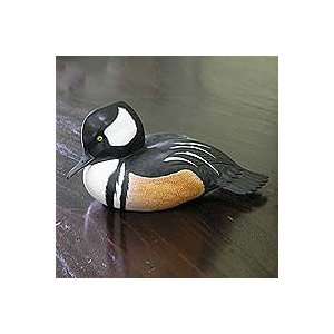    NOVICA Wood sculpture, Hooded Merganser Duck