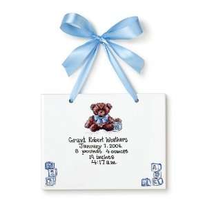   Teddy Bear Boy Hand Painted Birth Certificate Tile: Everything Else