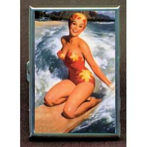 PIN UP SURF GIRL HAWAII ID Holder, Cigarette Case or Wallet MADE IN 