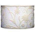 MDS Crewel Lamp Shade Round Drum Floral Vine Off White Cotton   LARGE