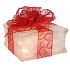 TechnologyLK Lighted Glass Block with Sheer Red Ribbon