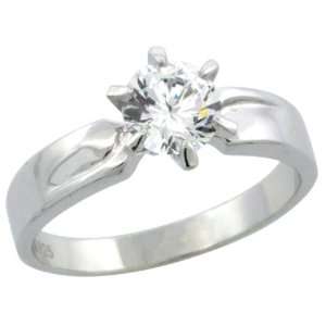   mm Engagement Ring CZ Stones Rhodium Finish, 5/32 in. 6 mm, Size 9