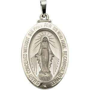  14K White Gold 26.00X18.00 mm Miraculous Medal CleverEve 