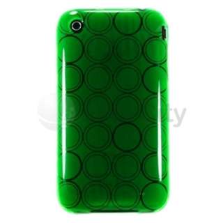 GREEN GEL HARD SKIN CASE COVER for IPHONE 3GS 3G S+LCD  