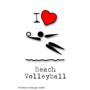  I Love Beach Volleyball 4 inch (10cm) Square Acrylic 