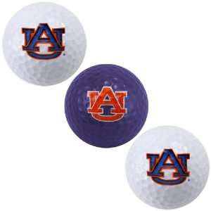  Auburn Tigers 3 Pack Team Logo Golf Balls Sports 