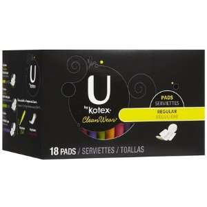  U by Kotex Cleanwear Ultra Thin Regular Pads With Wings 18 