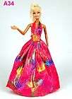 Fashion Handmade Wedding Clothes Party Dress Gown for Barbie doll A122 