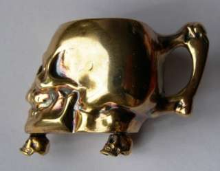 WWI Imperial Russian doctors gold plated silver Skull cup/goblet.Very 