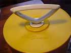 VINTAGE MID CENTURY DISK GO CASE 45 RECORDS HOLDER CANDY YELLOW COLOR 