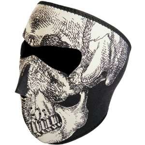 Zan Headgear Black & White Skull Face Mens Glow in the Dark Full Face 