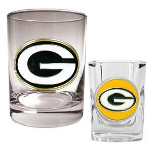  Green Bay Packers Rocks Glass & Shot Glass Set: Kitchen 