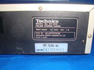 TECHNICS FM/AM STEREO TUNER ST S26  