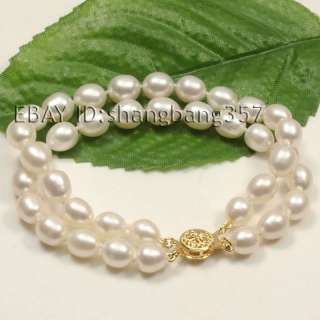   SHIPPING 2 ROWS AA 8 9MM BLACK WHITE AKOYA PEARL NECKLACE 6.5 9 S153