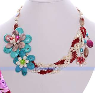 Designer Lilac Jasper Turoquoise Agate Pearl Necklace  