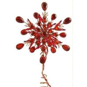 12 Lighted Red Gem Snowflake Christmas Tree Topper   Red Lights
