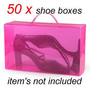 New Womens pink plastic shoes storage boxes 50 packs  