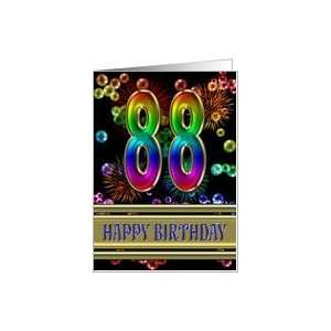    88th Birthday with fireworks and rainbow bubbles Card Toys & Games