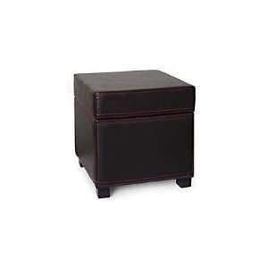  brown Square Shaped Faux Leather Storage Ottoman