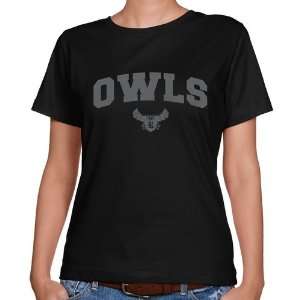  Rice Owls Ladies Black Logo Arch Classic Fit T shirt 