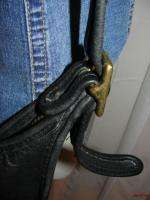 BFS01~COACH #9950 Vintage Black Leather Zip Top Shoulder Bag Handbag 
