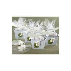   of 12 Calla Lily Mini Pail Favors, Silver or White: Kitchen & Dining