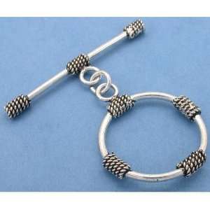  Sterling Silver Bali Toggle Clasp Beading Parts 31mm