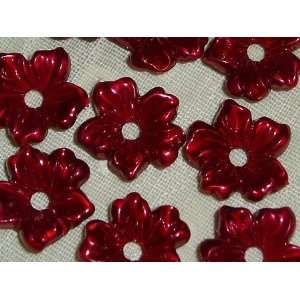  Vintage Candied Cranberry Violets Lucite Flower Beads 