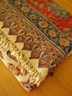 HUGE Antique Persian SHAWL Wool c1890 Iran PAISLEY Lotus Flower Hand 