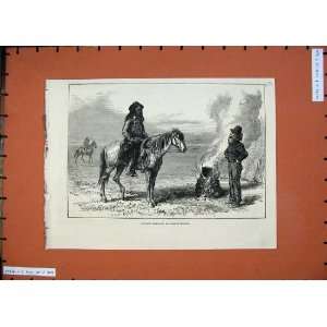   1874 North American Half Breed Hunter Horse Old Print