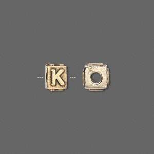   8x6mm alphabet cube, letter K   sold per bead Arts, Crafts & Sewing