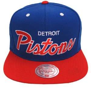  Detroit Pistons Retro Mitchell & Ness Script Snapback Cap 