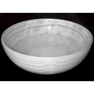  Hand Carved White Onyx Stone Bowl   8dia. Kitchen 