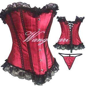 Sexy Red Corset Bustier & G string Size S 6XL/C28  
