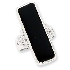  Sterling Silver Rectangle Black Onyx Ring Jewelry