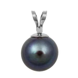  5.5 6mm Black Freshwater Pearl Pendant Round AAA with 