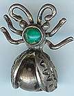 Teeny OLD Vtg Navajo Sterling Silver Turquoise Ladybug Bug Pin Fred 