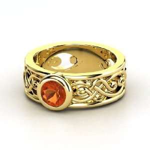    Alhambra Ring, Round Fire Opal 14K Yellow Gold Ring: Jewelry