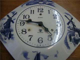 Vintage Miller china kitchen clock Dutch Holland scenes fixer  