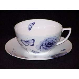  Jasper Conran China Blue Butterfly Cups & Saucers: Kitchen 